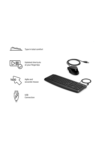 CLAVIER ET SOURIS FILAIRES HP 200 AZERTY