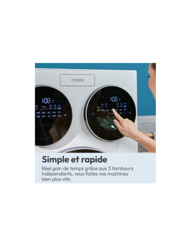 MACHINE A LAVER CANDY 10KG+1KG+1KG MULTIWASH 1400T BLANC