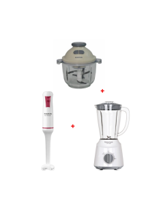 PACK(BLENDER TAURUS LIMA 400W 1,5L BLANC+MIXEUR PLONGEANT TAURUS EASY 750W BLANC+MINI HACHOIR TAURUS CHOPPER TOP GLASS)