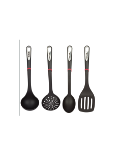 PENDERIE NOIRE 4PCS INGENIO K206S414 TEFAL (LOUCHE, ECUMOIRE, CUILLÈRE ET SPATULE)