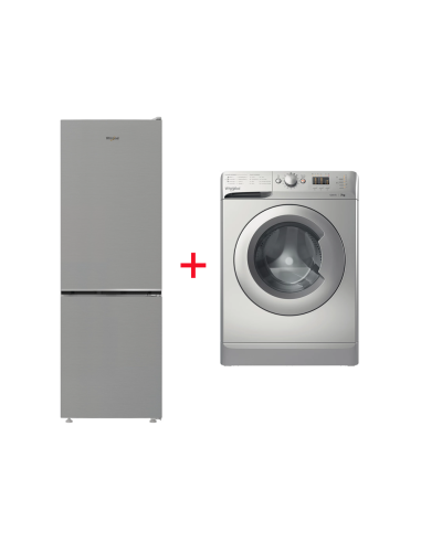 PACK (MACHINE A LAVER WHIRLPOOL 7KG 1200TR SILVER+REFRIGERATEUR WHIRLPOOL COMBINE NO FROST 301L INOX)