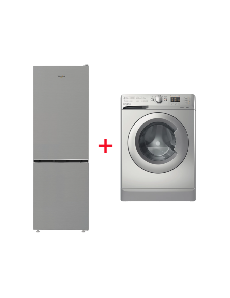 PACK (MACHINE A LAVER WHIRLPOOL 7KG 1200TR SILVER+REFRIGERATEUR WHIRLPOOL COMBINE NO FROST 301L INOX)
