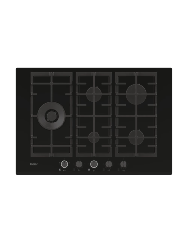 PLAQUE HAIER 5 FEUX 75CM EN VERRE NOIR